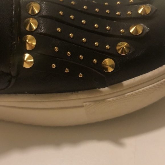 BCBG MAXAZRIA Dita slip on platform studded shoes in black gold cow leather - Picture 9 of 9